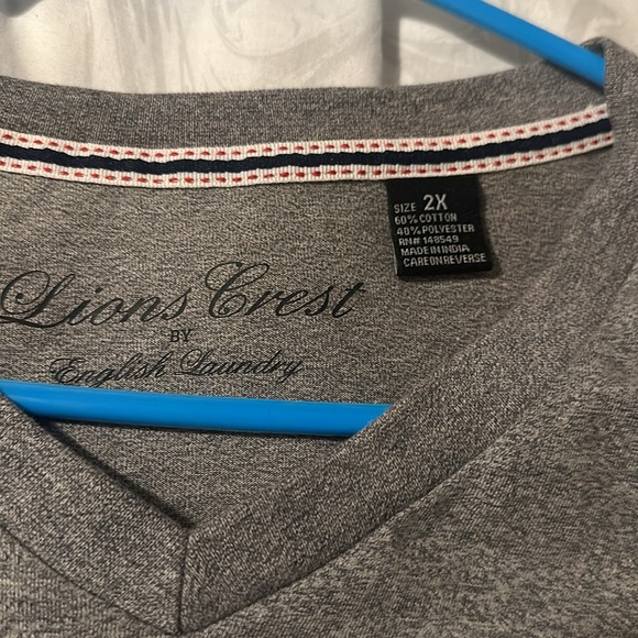 Lions crest by English laundry grey casual tee 2x - Picture 2 of 4
